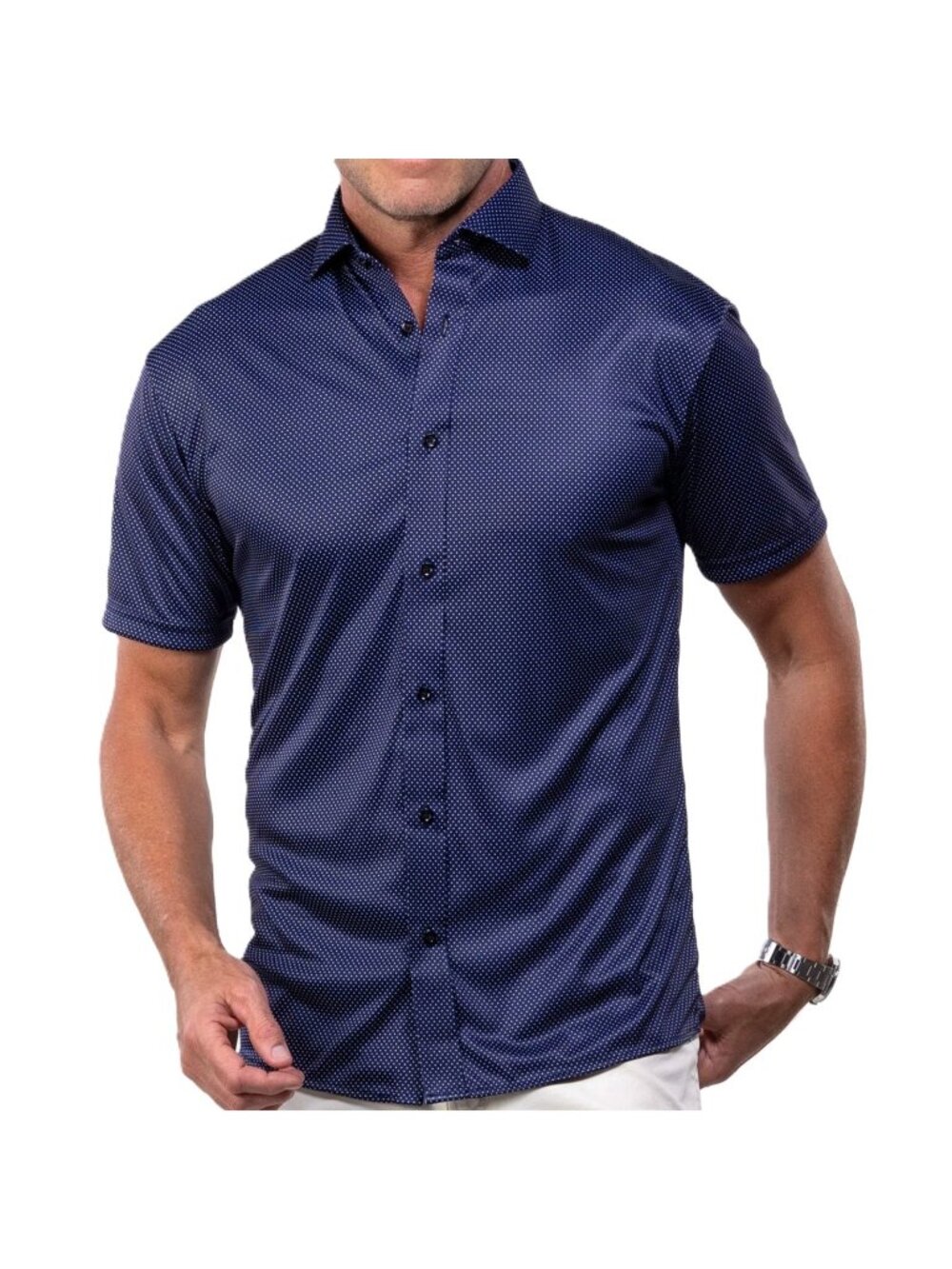 Collars & Co Quattro Flex Midnight Micro Dot Small NWT